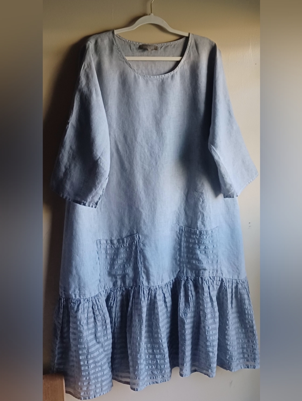 YAUVAN 100% LINEN DRESS in Gray Color Sz L